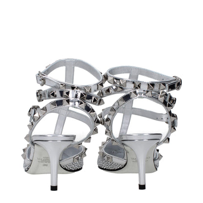 Sandales à talon aiguille en cuir gris Valentino Garavani