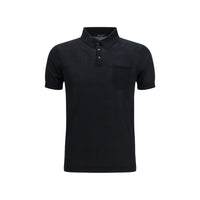 Aragona Cashmere Black Cotton Polo Shirt