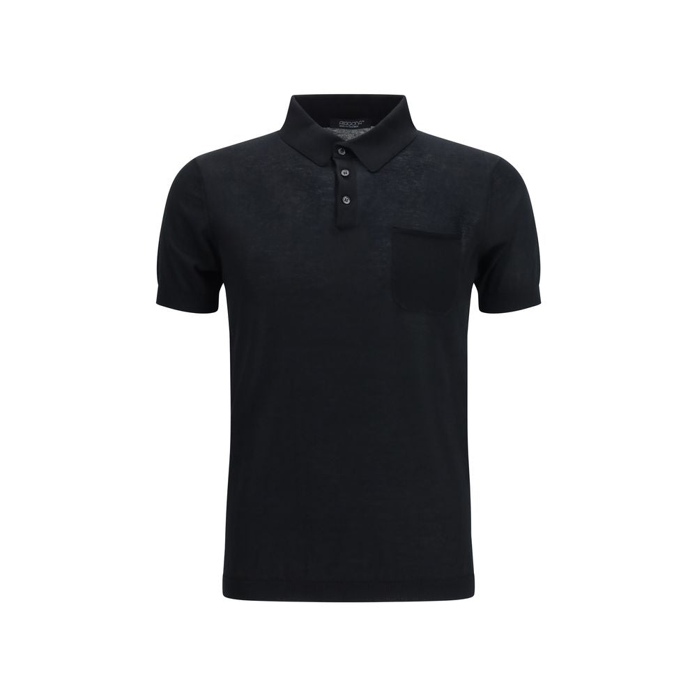 Aragona Cashmere schwarzes Baumwoll-Polohemd