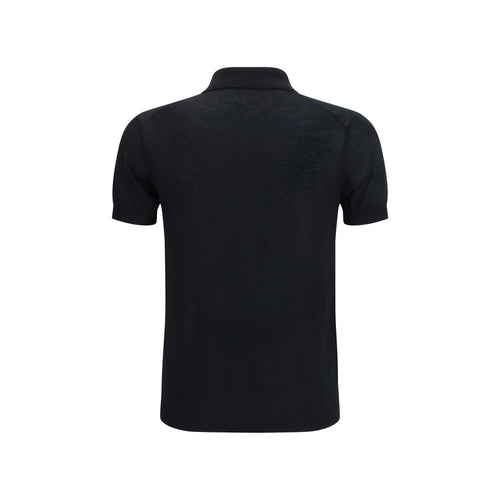 Aragona Cashmere schwarzes Baumwoll-Polohemd