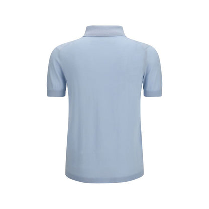 Aragona Cashmere Blue Cotton Polo Shirt