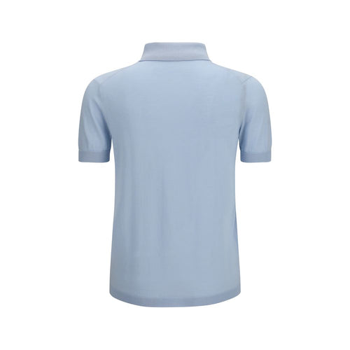 Aragona Cashmere Blaues Baumwoll-Polohemd