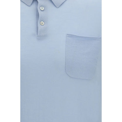 Aragona Cashmere Blue Cotton Polo Shirt