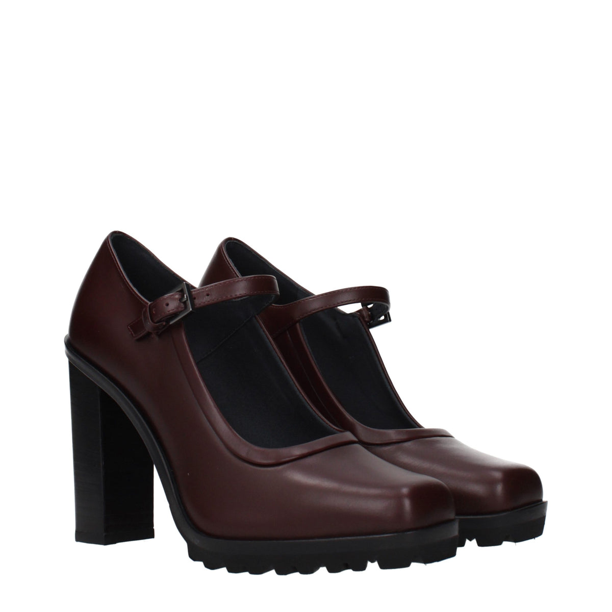 Max Mara bruna högklackade pumps i läder