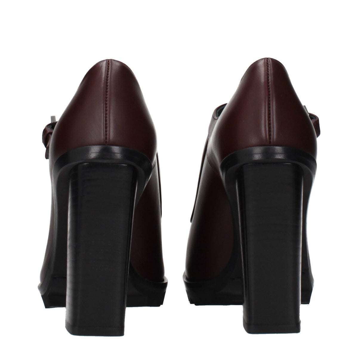 Max Mara bruna högklackade pumps i läder