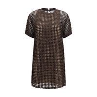 Brunello Cucinelli Brown Silk Cocktail Dress