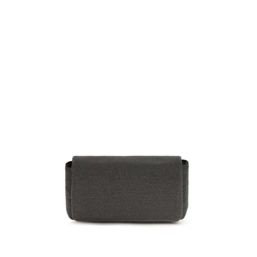 Sac bandoulière en cuir noir Brunello Cucinelli