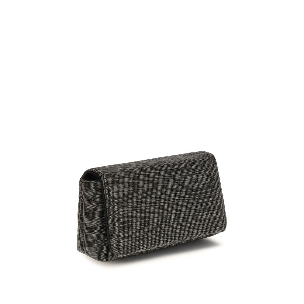 Sac bandoulière en cuir noir Brunello Cucinelli