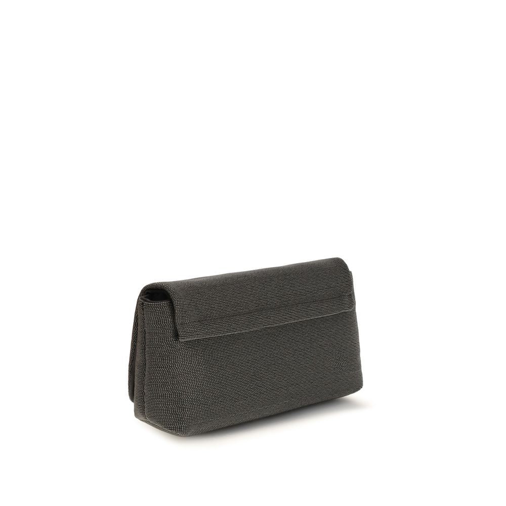 Sac bandoulière en cuir noir Brunello Cucinelli