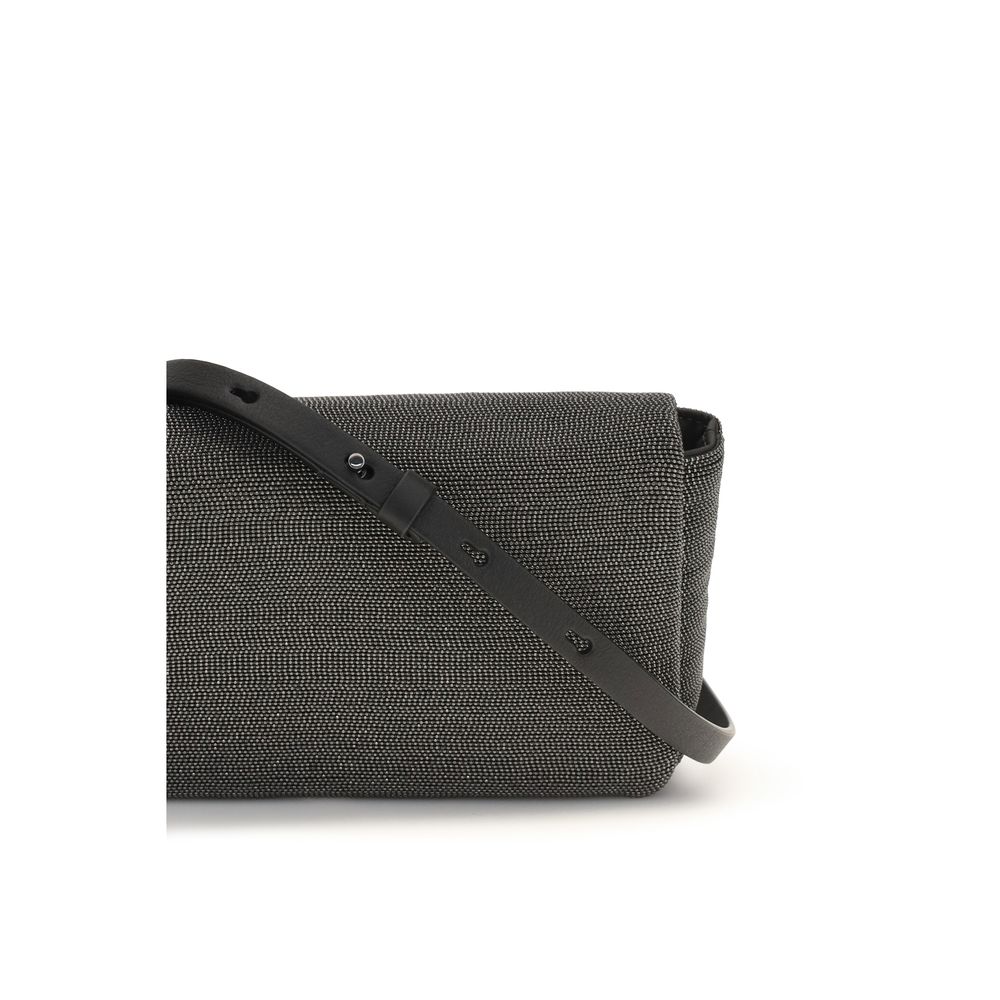 Sac bandoulière en cuir noir Brunello Cucinelli