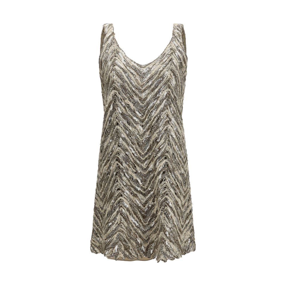 Brunello Cucinelli Beiges Cocktailkleid aus Papier