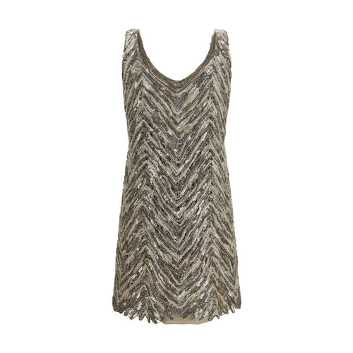 Vestido de cóctel de papel beige Brunello Cucinelli