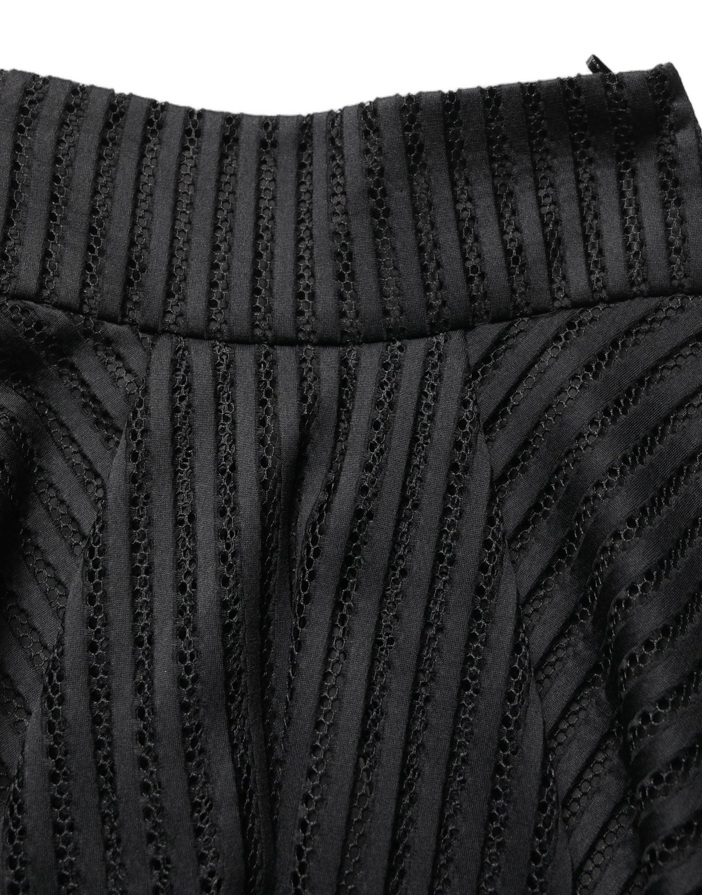 PINKO Cotton Striped Flared Silhouette Aline Midi Black