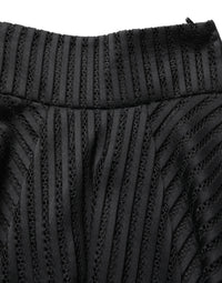 PINKO Cotton Striped Flared Silhouette Aline Midi Black