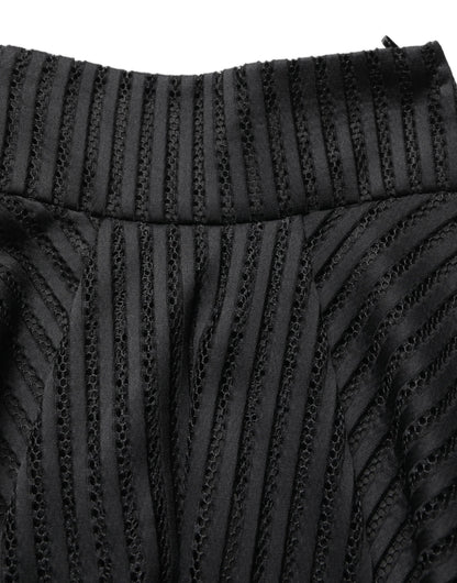 PINKO Abito Midi Svasato in Cotone a Righe con Silhouette ad A Nero