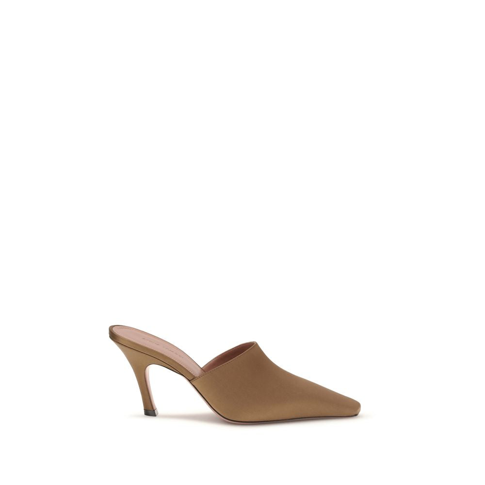 Amina Muaddi Brown Silk Sandals