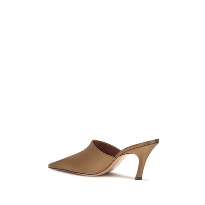 Amina Muaddi Brown Silk Sandals