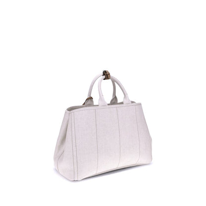 Borsa a spalla Prada in cotone beige