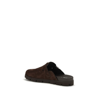 Sabot Prada in pelle di vitello marrone Bos Taurus