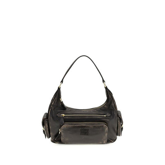 Borsa a tracolla Miu Miu in pelle di vitello marrone Bos Taurus