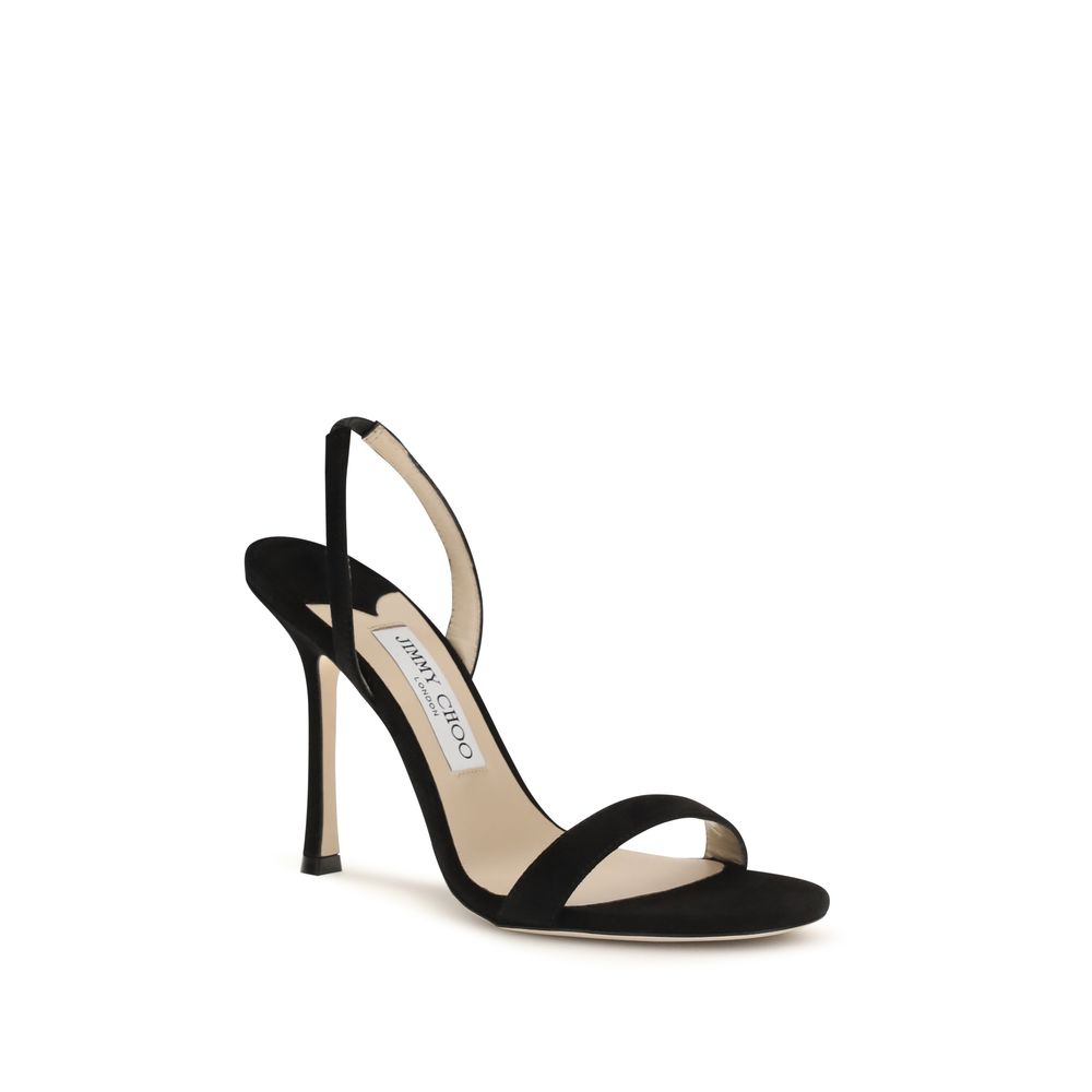 Sandali Jimmy Choo neri in pelle di vitello e vitello Bos Taurus con tacco a spillo