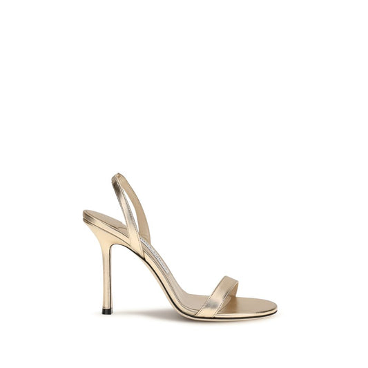 Jimmy Choo Sandali con tacco a spillo in pelle di vitello dorata Bos Taurus