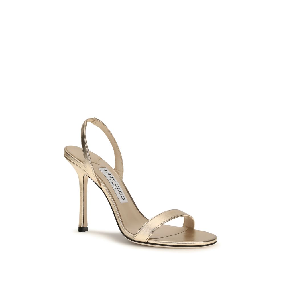 Jimmy Choo Sandali con tacco a spillo in pelle di vitello dorata Bos Taurus
