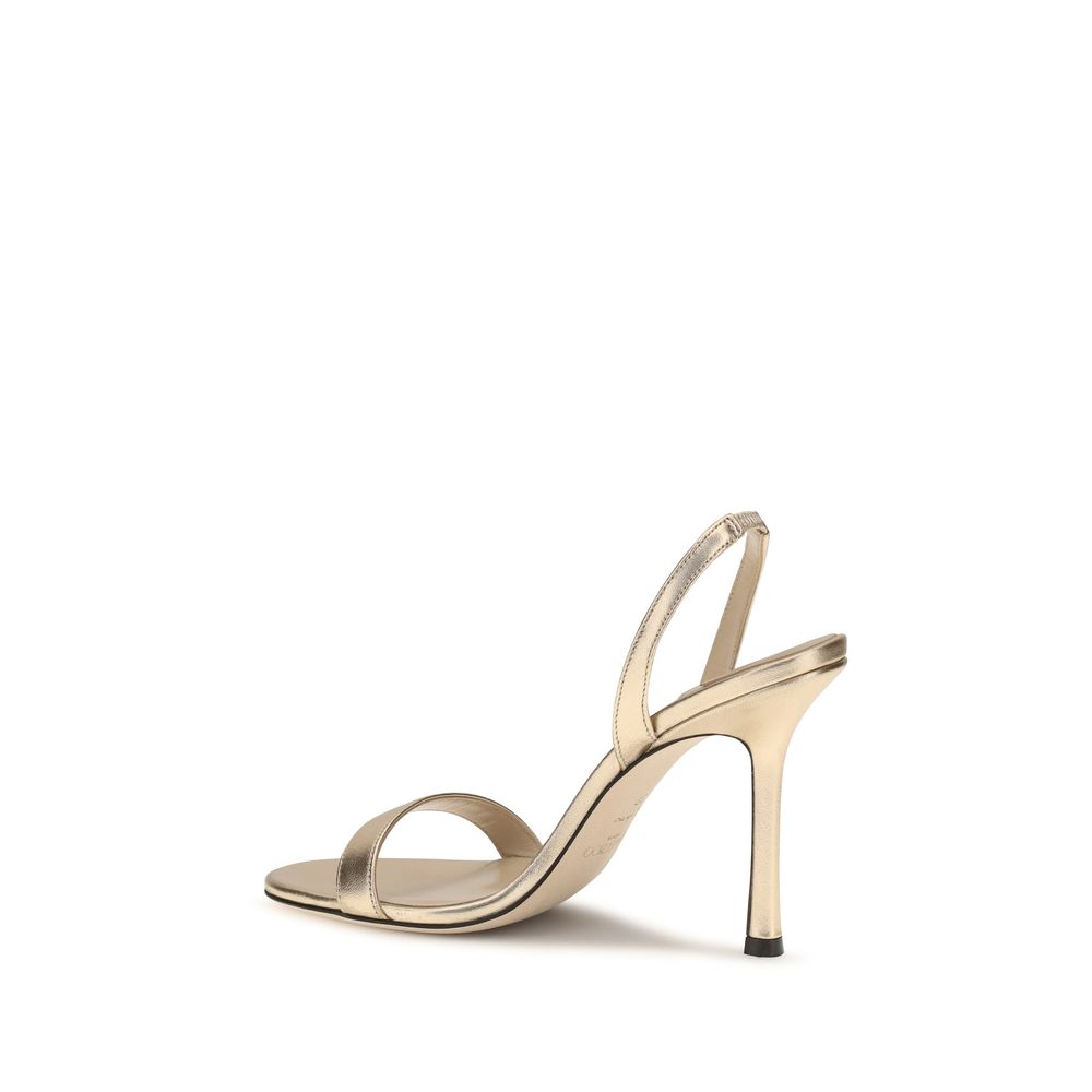Jimmy Choo Sandali con tacco a spillo in pelle di vitello dorata Bos Taurus
