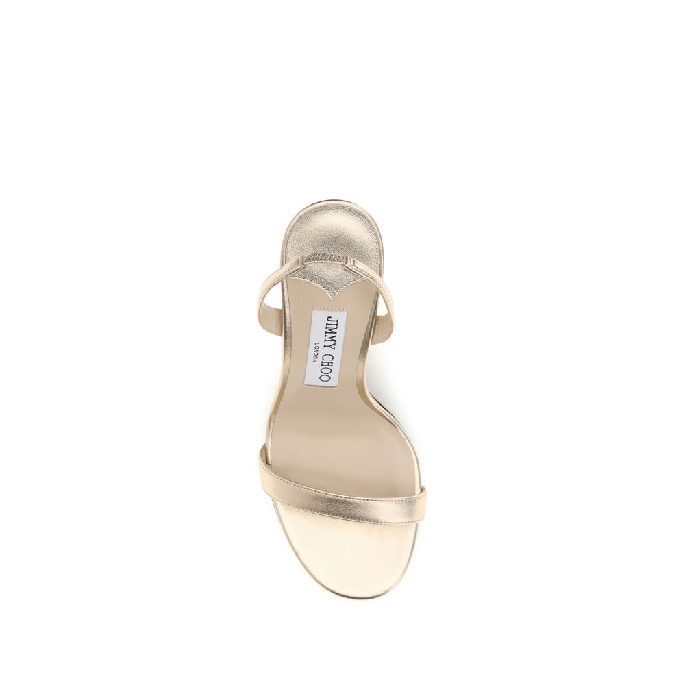 Jimmy Choo Sandali con tacco a spillo in pelle di vitello dorata Bos Taurus