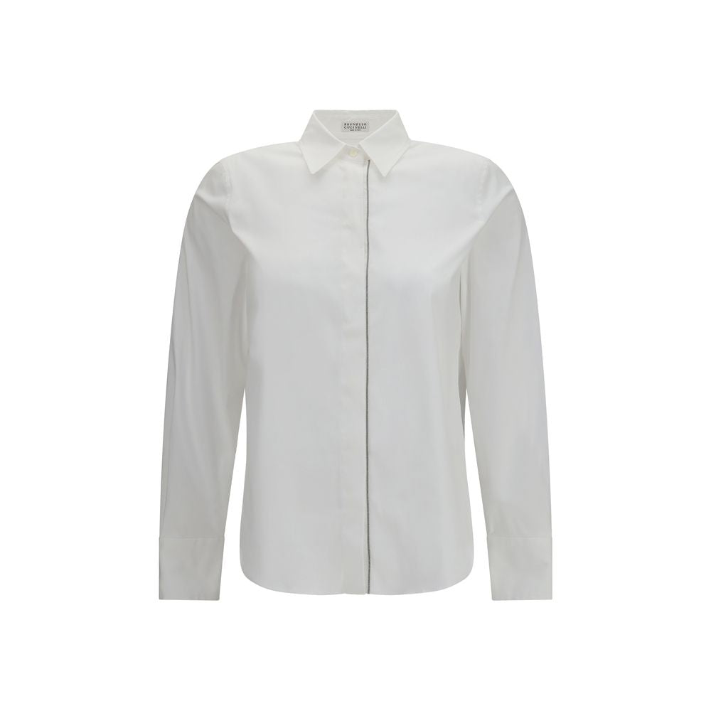 Camicia elegante bianca in cotone Brunello Cucinelli