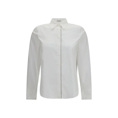 Camicia elegante bianca in cotone Brunello Cucinelli