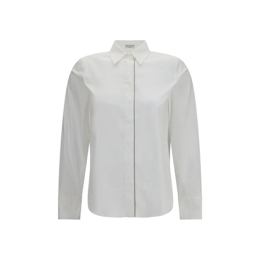 Camicia elegante bianca in cotone Brunello Cucinelli
