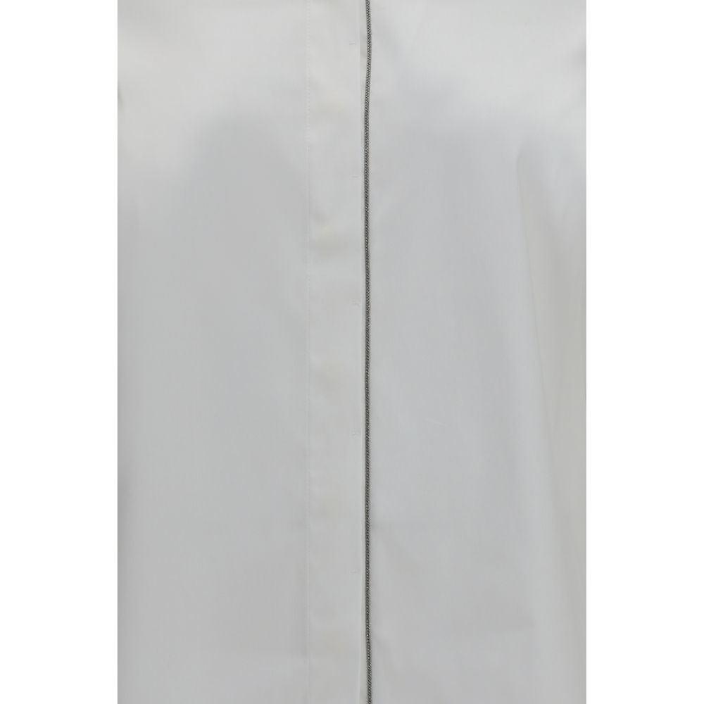 Camicia elegante bianca in cotone Brunello Cucinelli