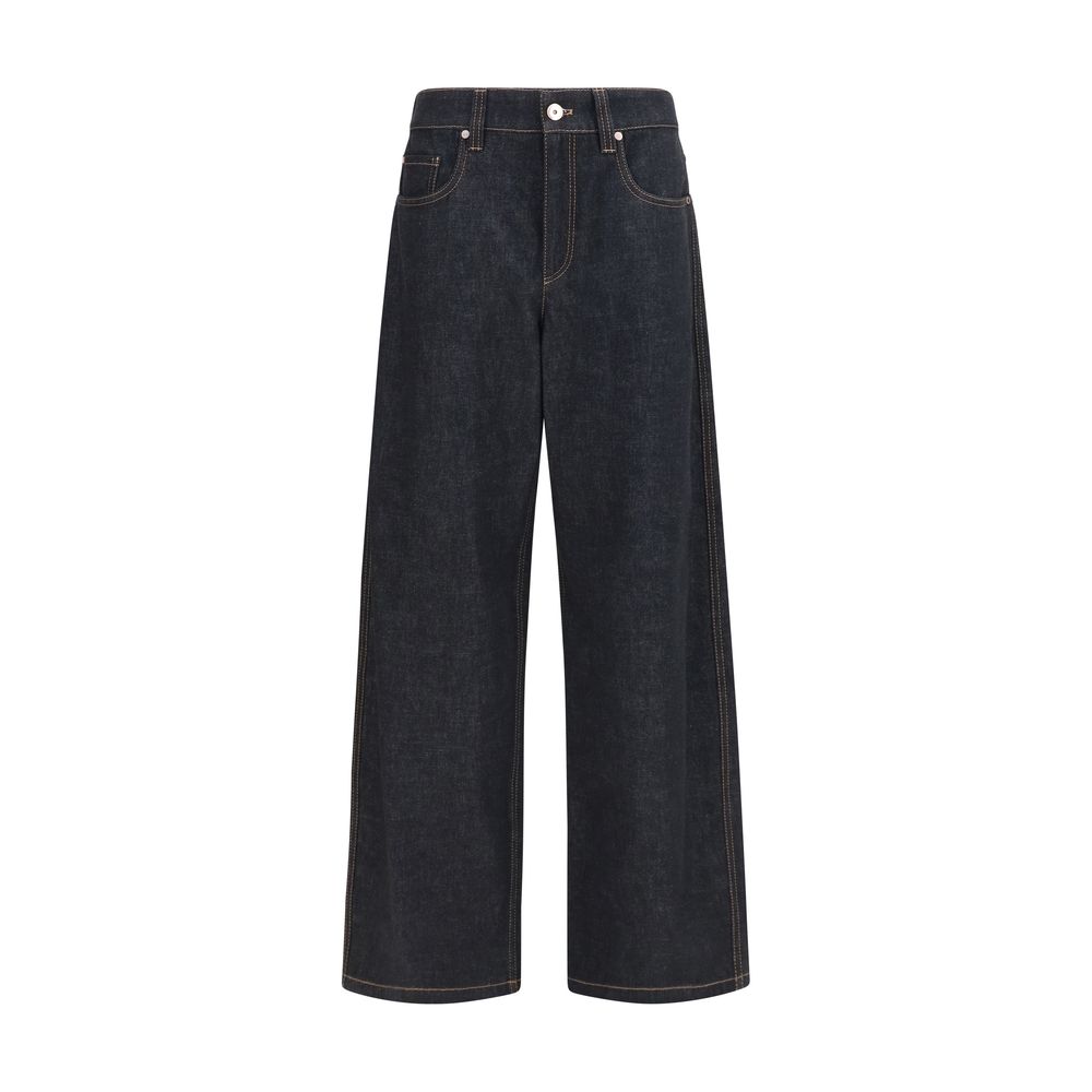 Jeans Brunello Cucinelli in cotone blu a gamba dritta