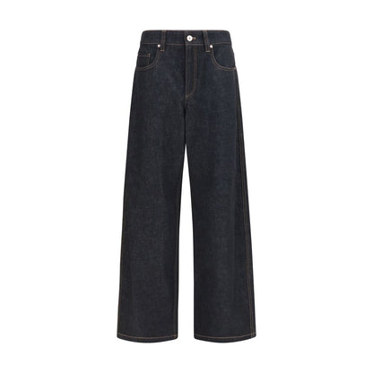 Jeans Brunello Cucinelli in cotone blu a gamba dritta
