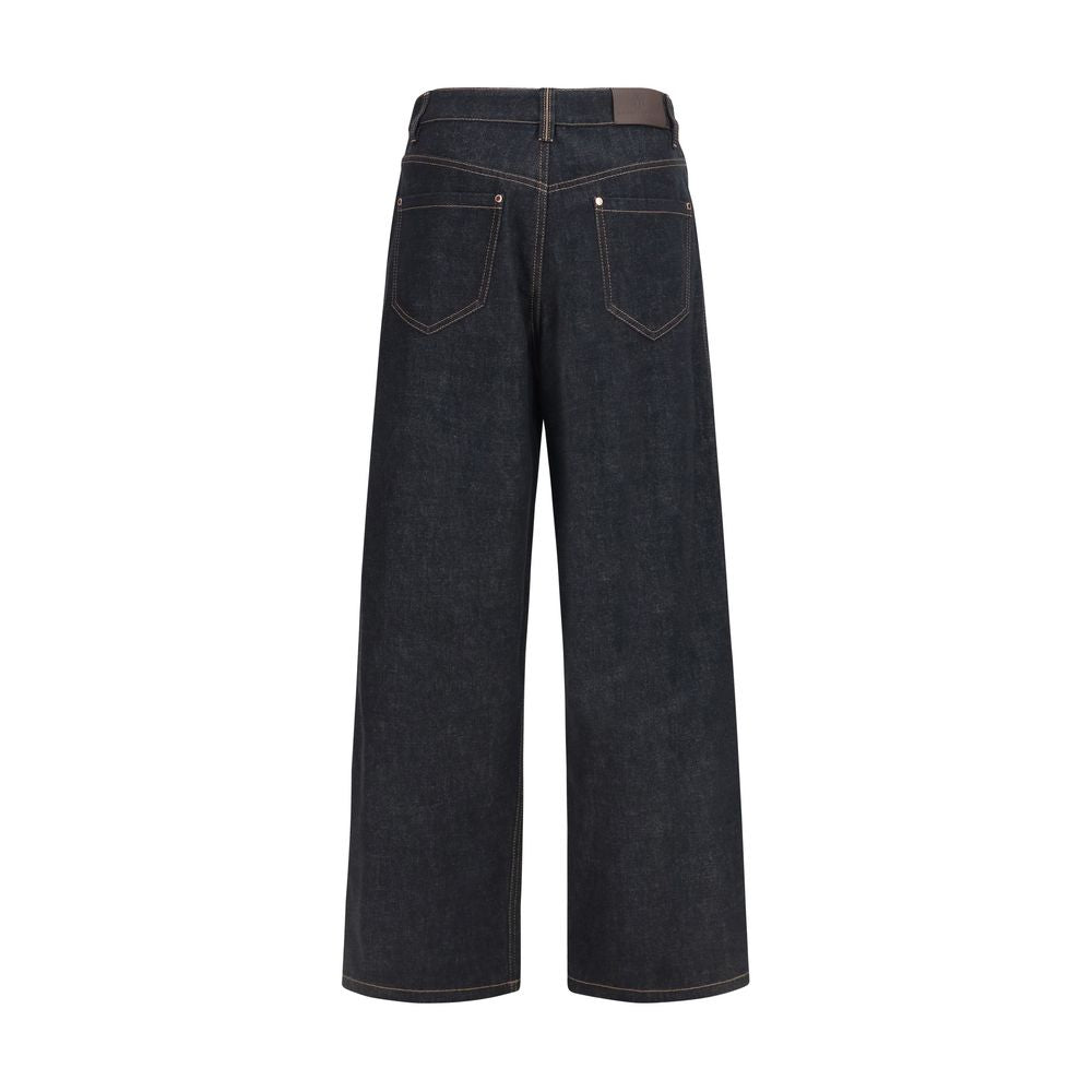 Jeans Brunello Cucinelli in cotone blu a gamba dritta