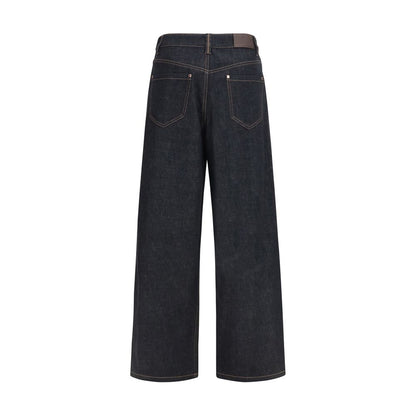 Jeans Brunello Cucinelli in cotone blu a gamba dritta