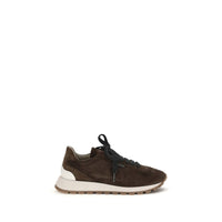 Sneakers sportive Brunello Cucinelli in pelle di vitello marrone Bos Taurus