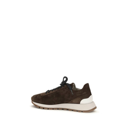 Sneakers sportive Brunello Cucinelli in pelle di vitello marrone Bos Taurus