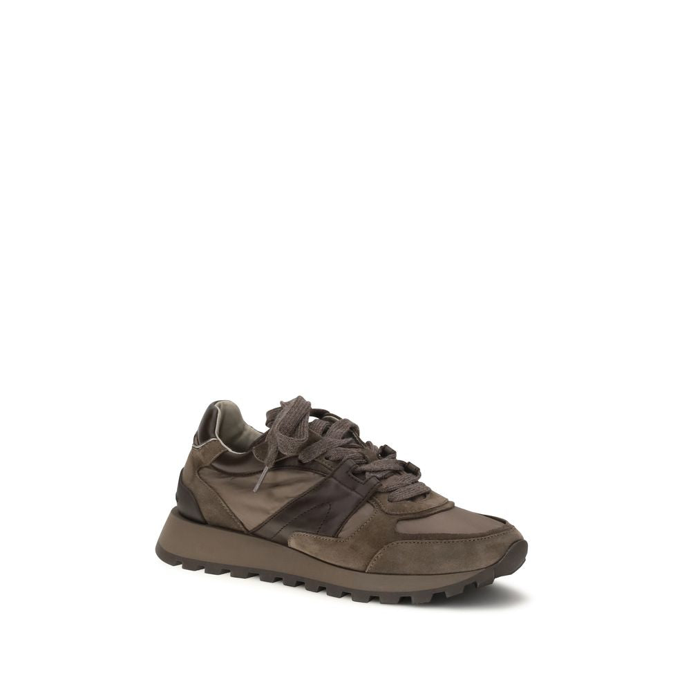 Sneakers sportive Brunello Cucinelli in pelle di vitello marrone Bos Taurus