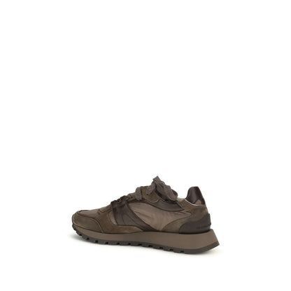 Sneakers sportive Brunello Cucinelli in pelle di vitello marrone Bos Taurus