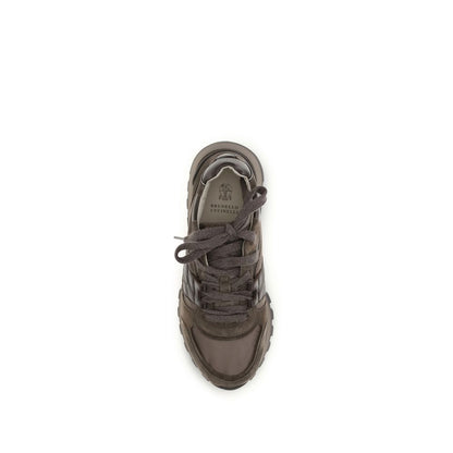 Sneakers sportive Brunello Cucinelli in pelle di vitello marrone Bos Taurus