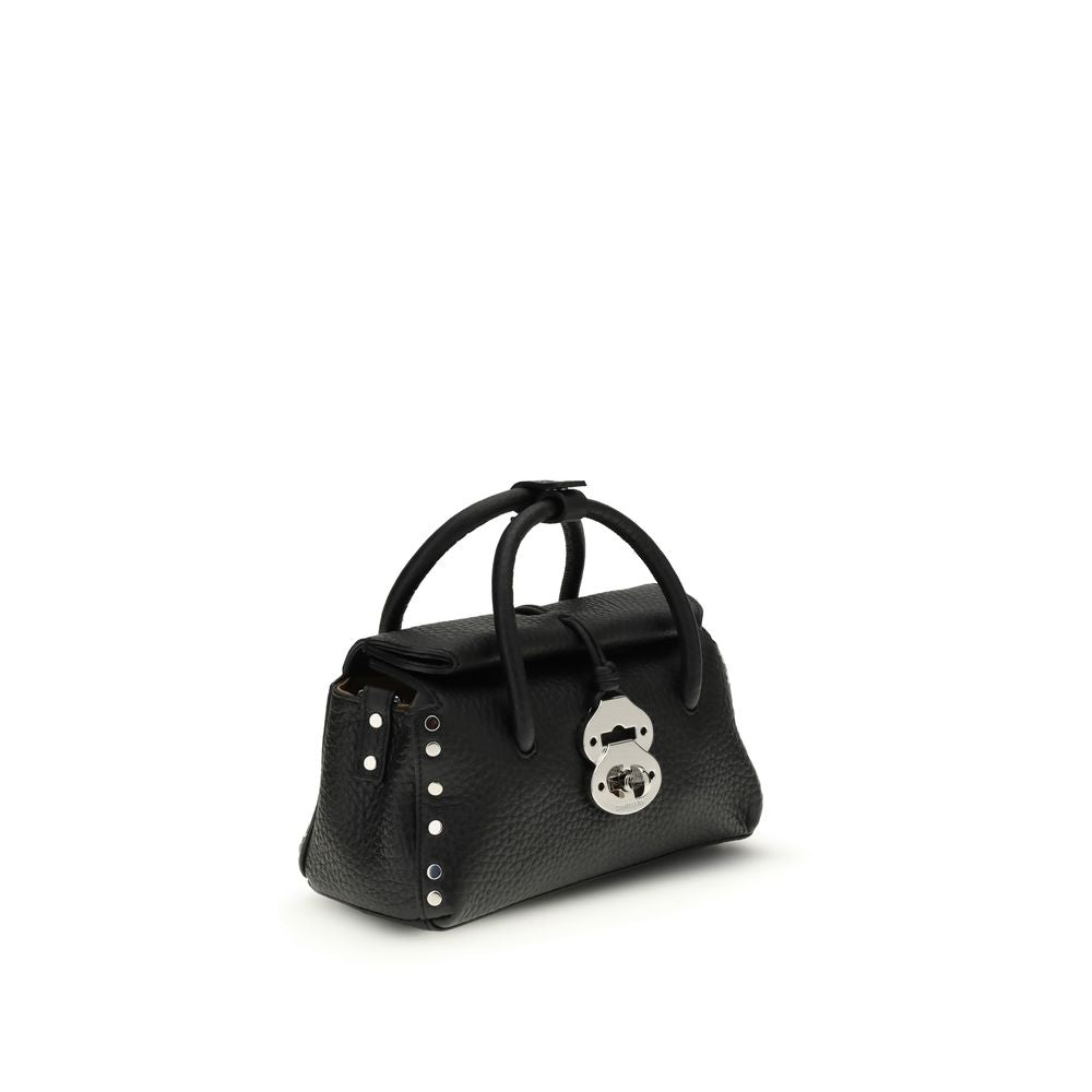 Sac à main Zanellato en cuir de veau noir Bos Taurus