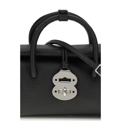 Sac à main Zanellato en cuir de veau noir Bos Taurus