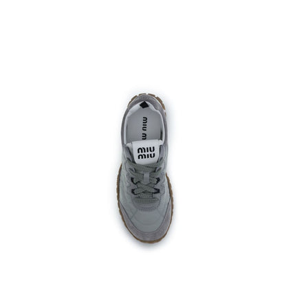 Sneakers sportive Miu Miu grigie in poliammide riciclato