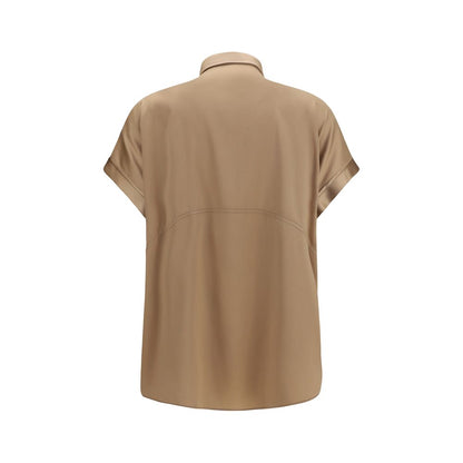 Brunello Cucinelli Beige Silk Shortsleeve Shirt