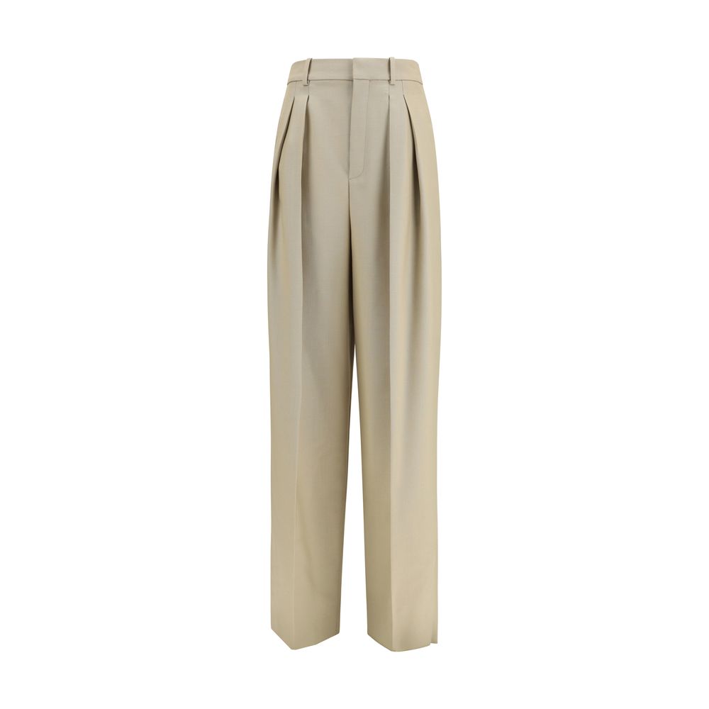 Saint Laurent Pantaloni Aries in lana beige