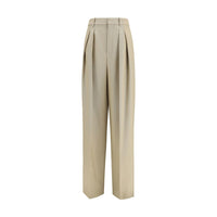 Saint Laurent Pantaloni Aries in lana beige