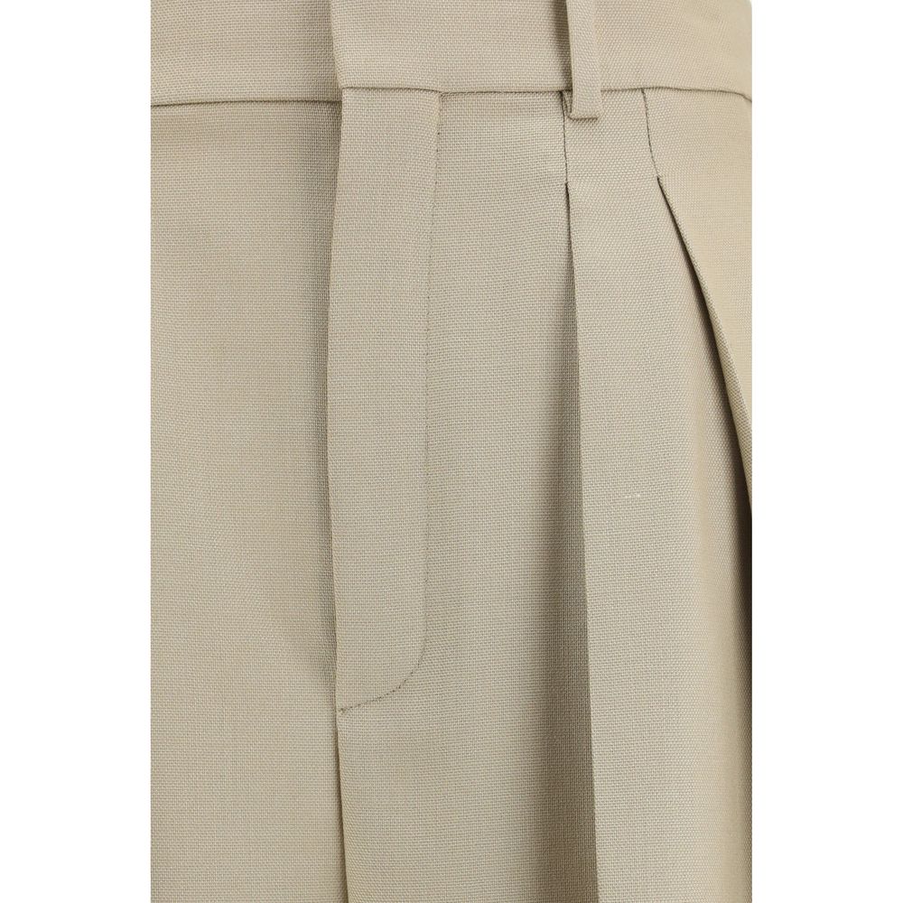 Saint Laurent Pantaloni Aries in lana beige