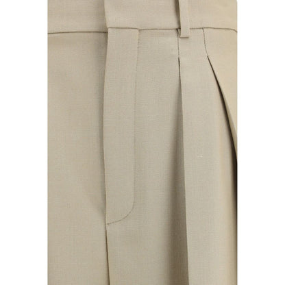 Saint Laurent Pantaloni Aries in lana beige